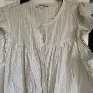 Ruffle cap button up shirt